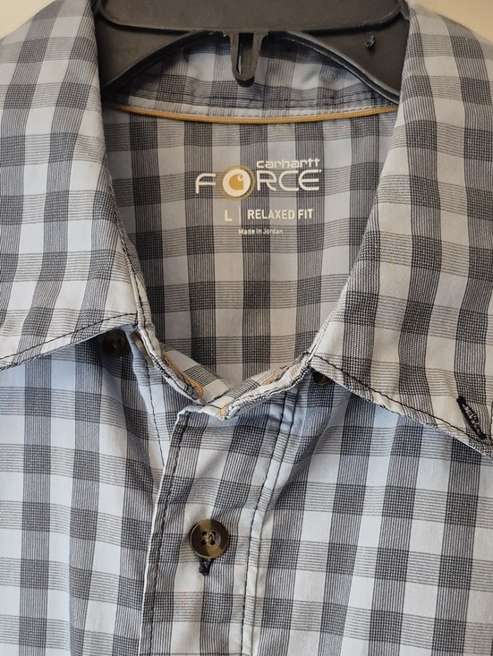Carhartt Force Men's Blue and Gray Plaid Button Down  Shirt Sz Large - Picture 4 of 5